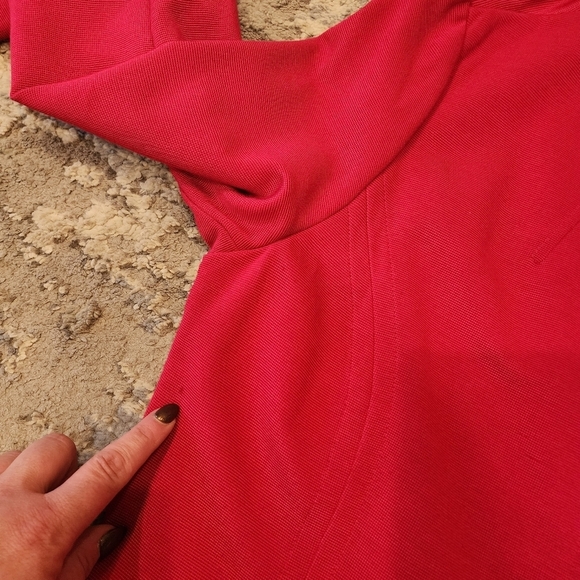 Chico's Stretch Knit Red Jacket. Size 3 (XL). Pockets. Hidden Snap buttons. - Picture 12 of 16